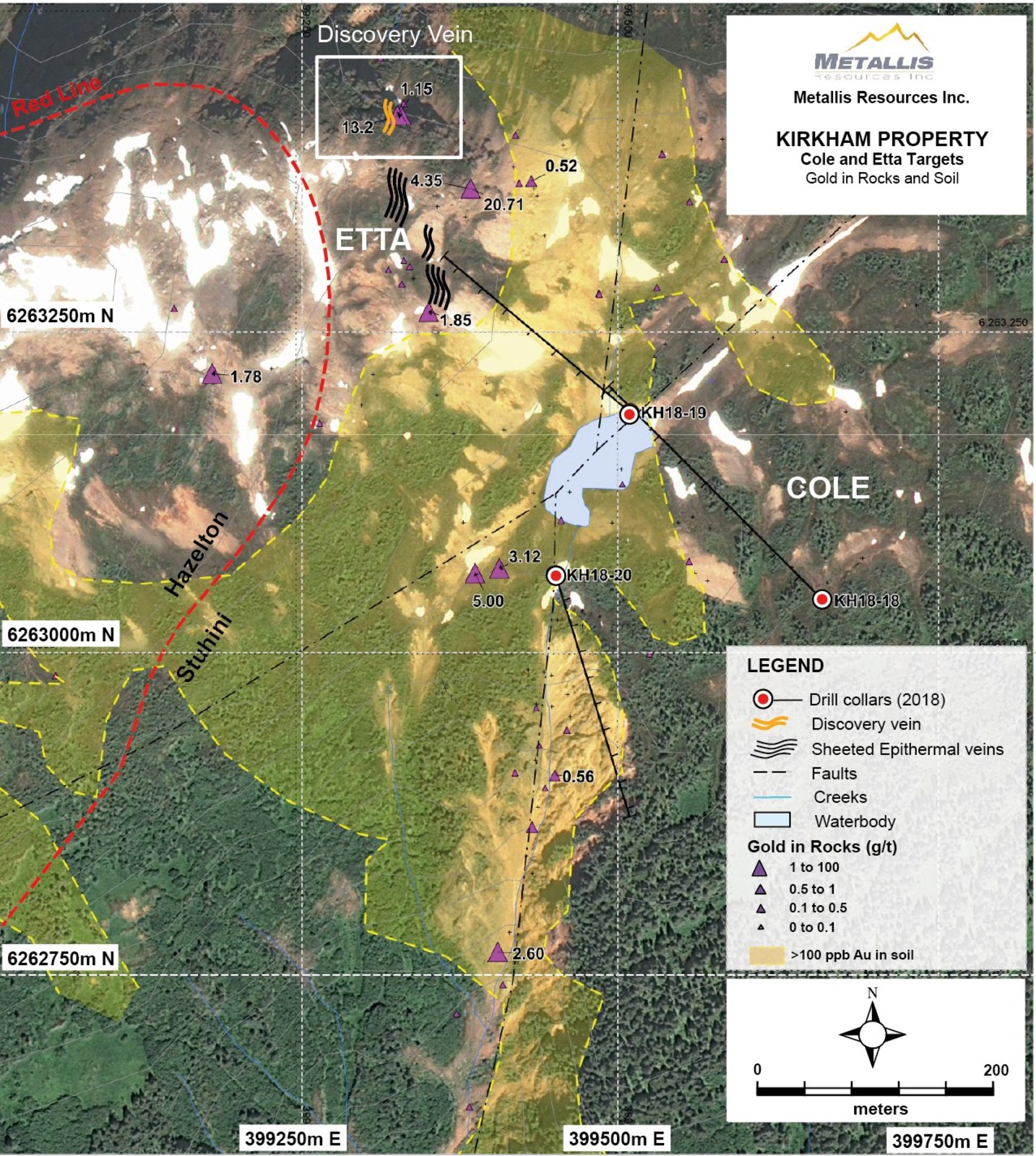 Metallis Resources Inc - Etta & Cole Targets  - GeoChem Map