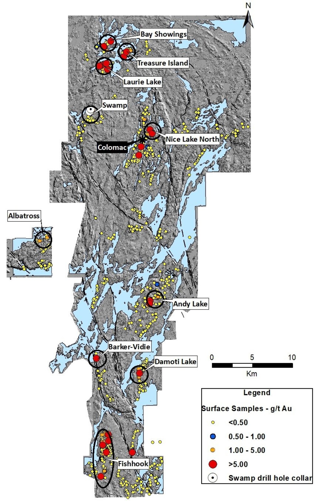 Figure 1. Indin Lake Gold Property – 2018 Field Program Top Prospects