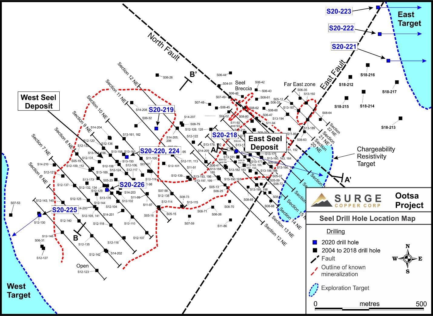 Figure 1: Seel Drill Hole Location Map (CNW Group/Surge Copper Corp.)