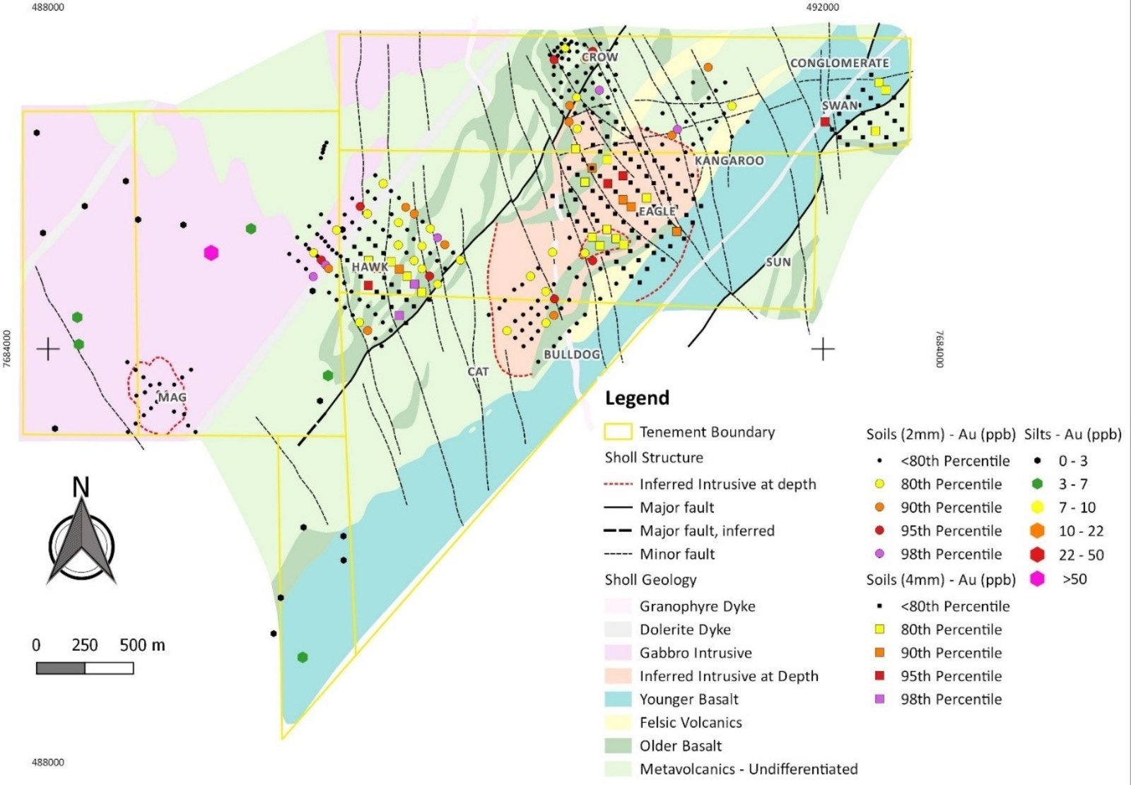 Figure 2: Sholl project area with silt and soil sampling.