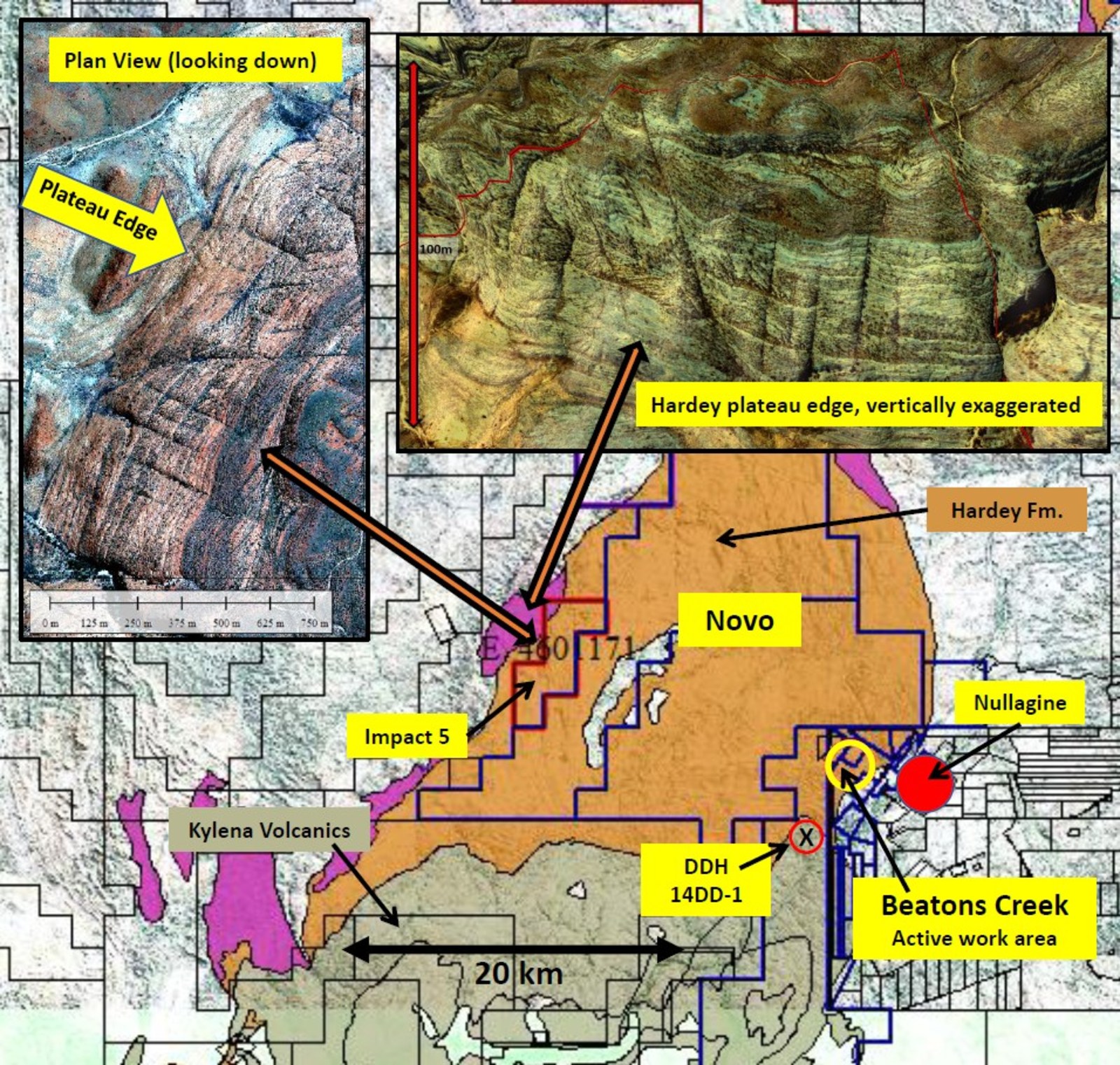 Figure 4. Location, geology and stratigraphic position of Pacton’s Impact 5 tenement.