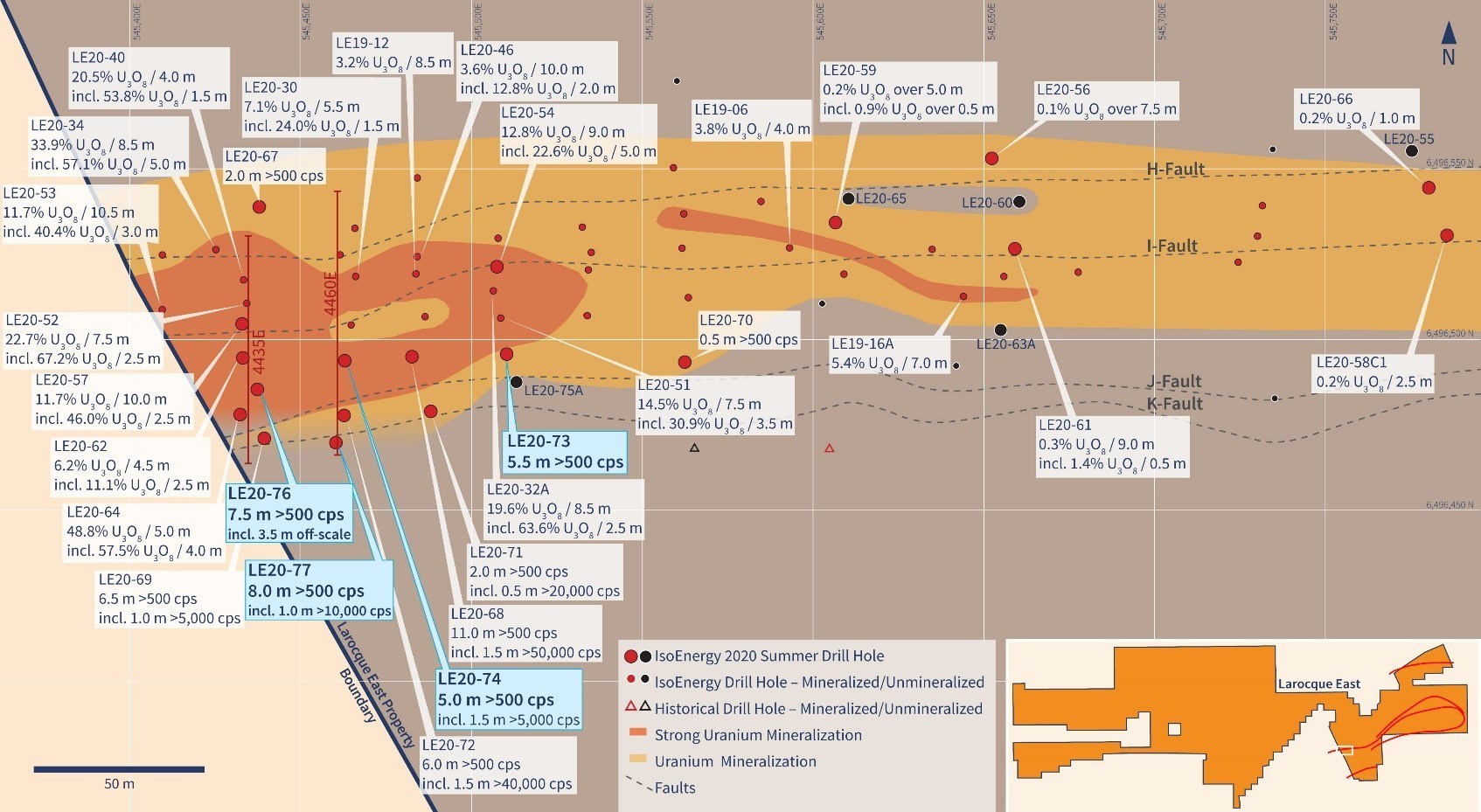 Figure 3 – Hurricane Zone Drill Hole Location Map (CNW Group/IsoEnergy Ltd.)