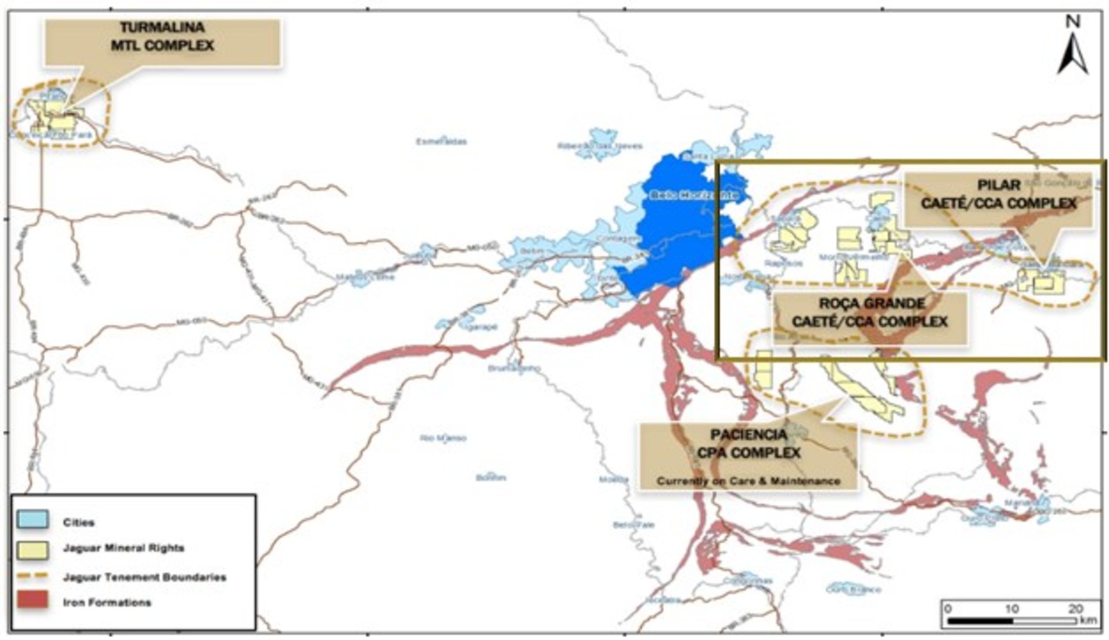 Figure 1: Locations of Jaguar´s Mining and Mineral Rights