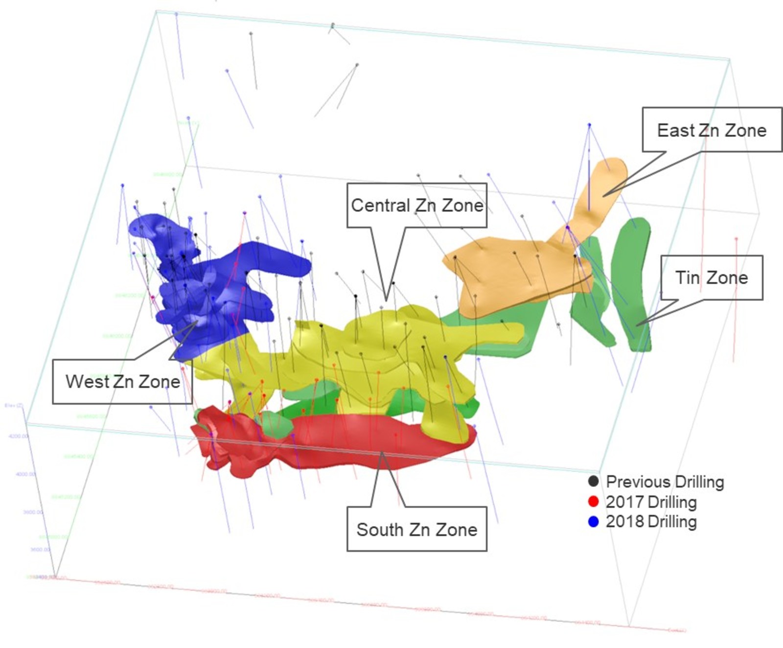 Figure 1 – 3D model of resource wireframes at Ayawilca