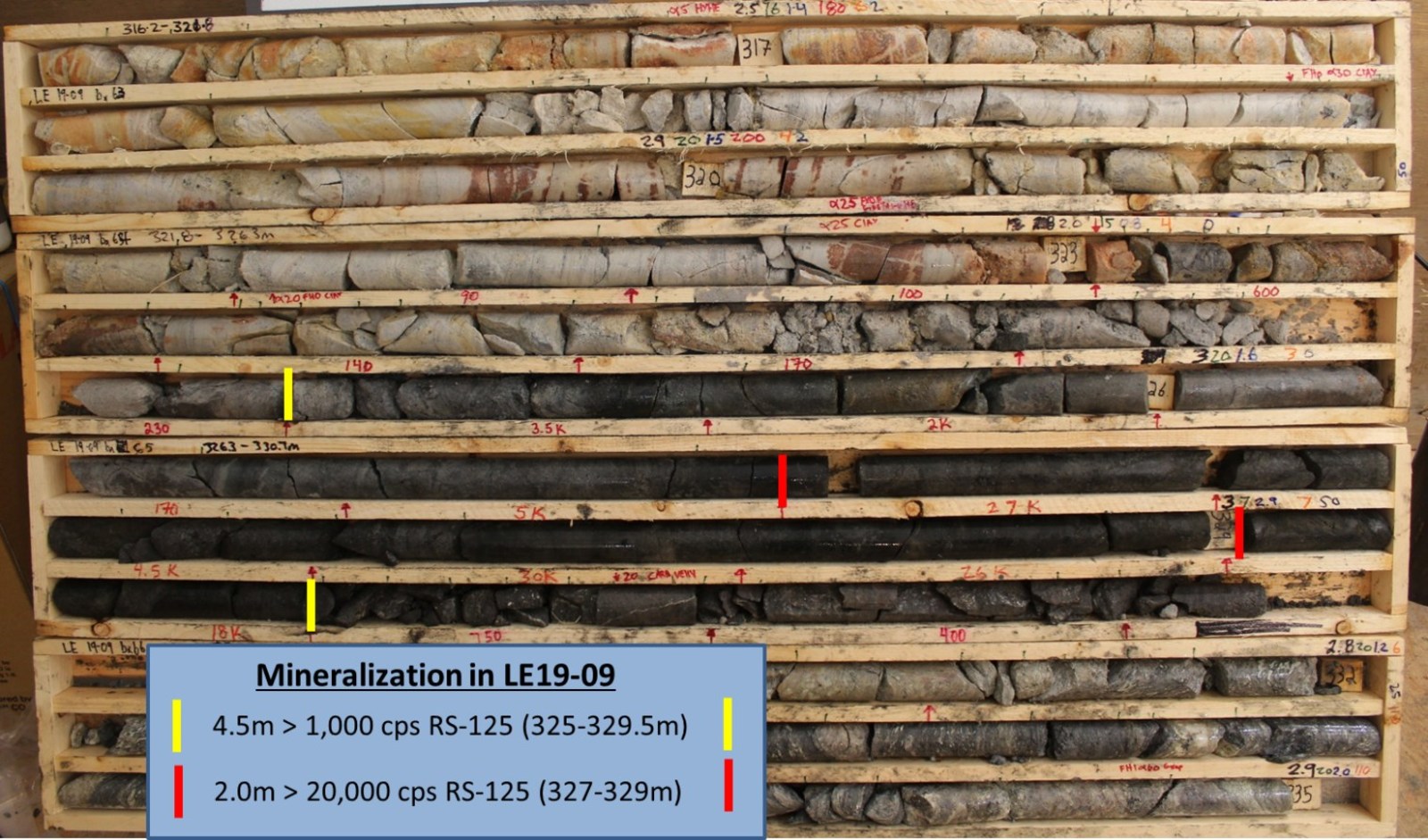 Figure 6 – Core Photo of Mineralization in Drill Hole LE19-09