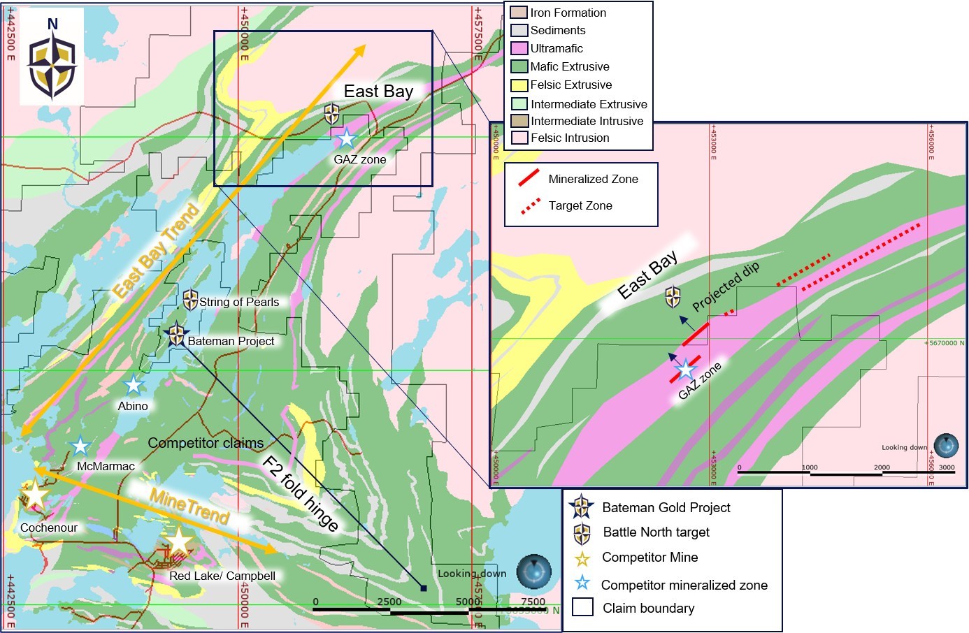 Diagram 4 – East Bay Targets and Geological Map (CNW Group/Battle North Gold Corporation)