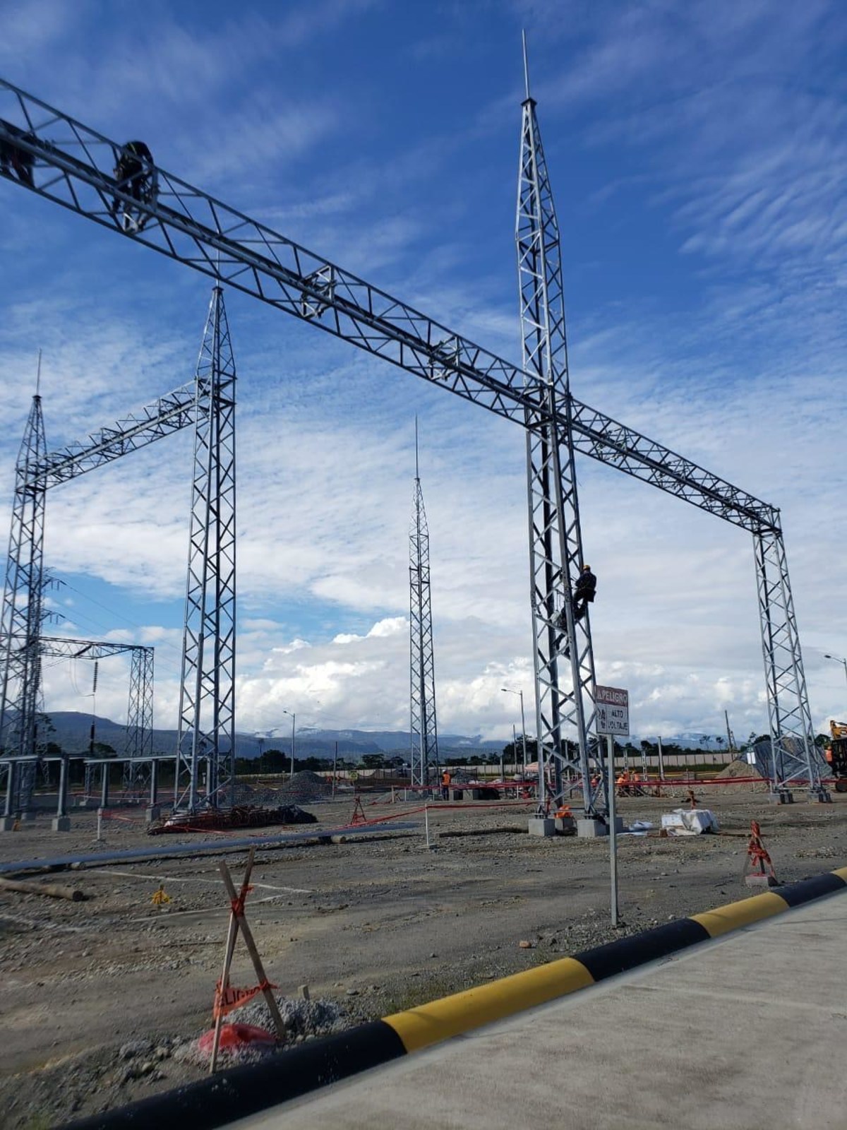 Figure 3. Construction of bay at the Bomboiza substation, where the powerline to site will connect to Ecuador’s national power grid