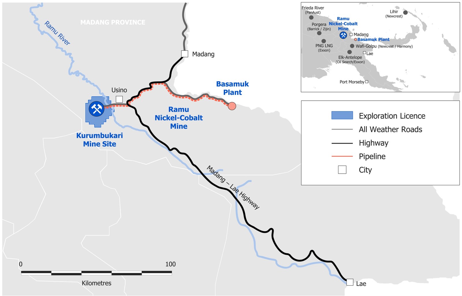 Figure 1 - Ramu Location and Surrounding Infrastructure