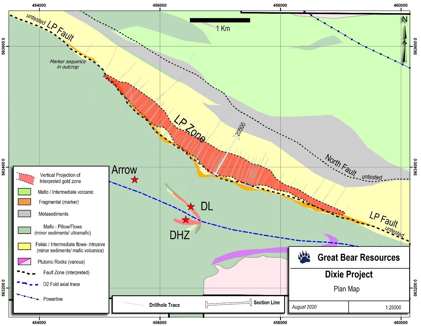 Figure 2: Location of drill sections provided as section figures in this release. (CNW Group/Great Bear Resources Ltd.)