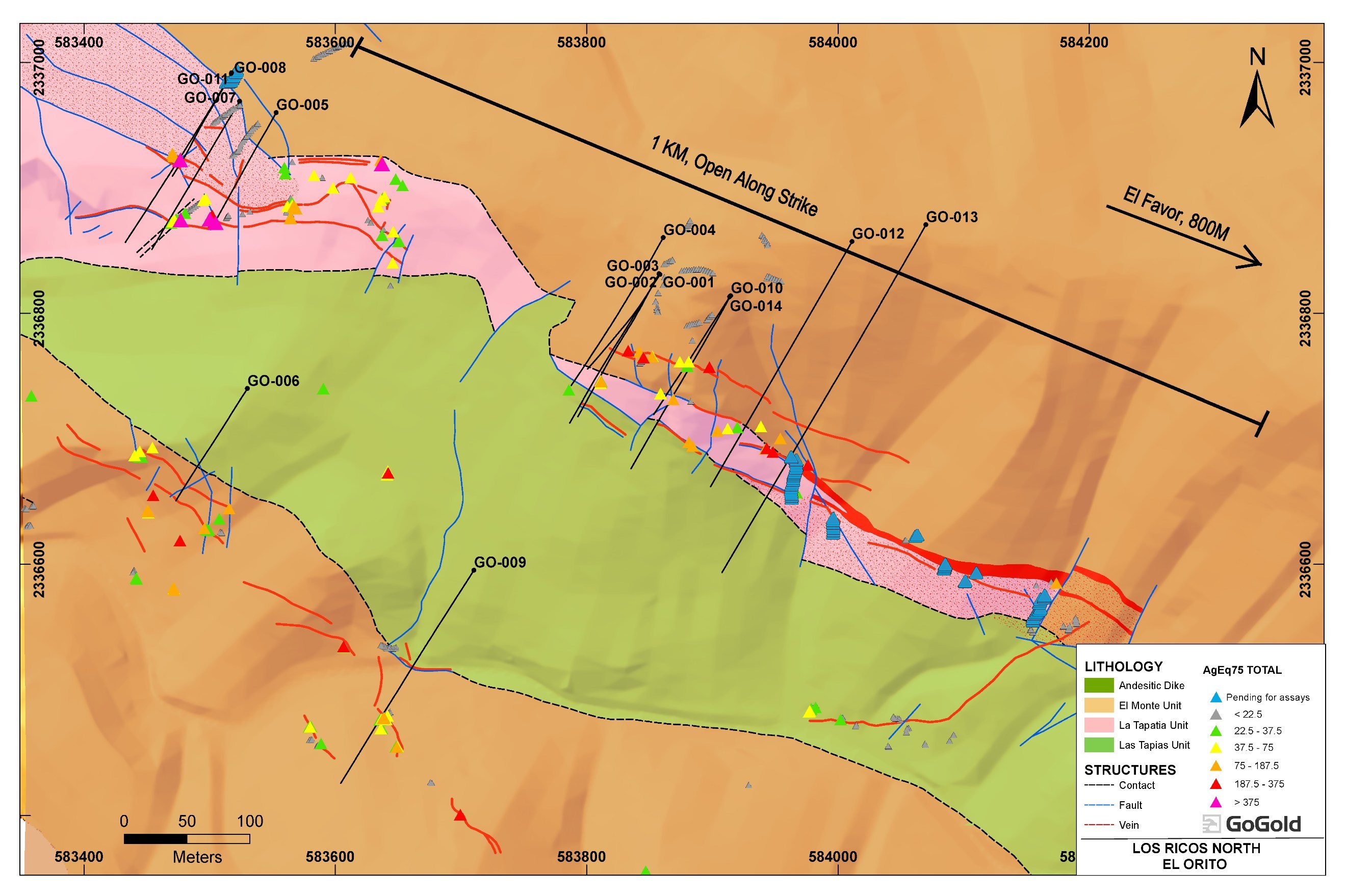 Figure 2: El Orito Drill Hole Locations (CNW Group/GoGold Resources Inc.)