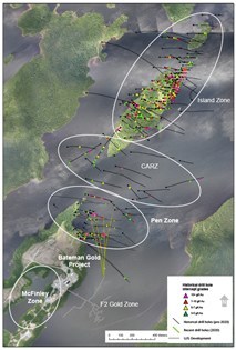 Diagram 2 String of Pearls Targets – Plan View Map (CNW Group/Battle North Gold Corporation)