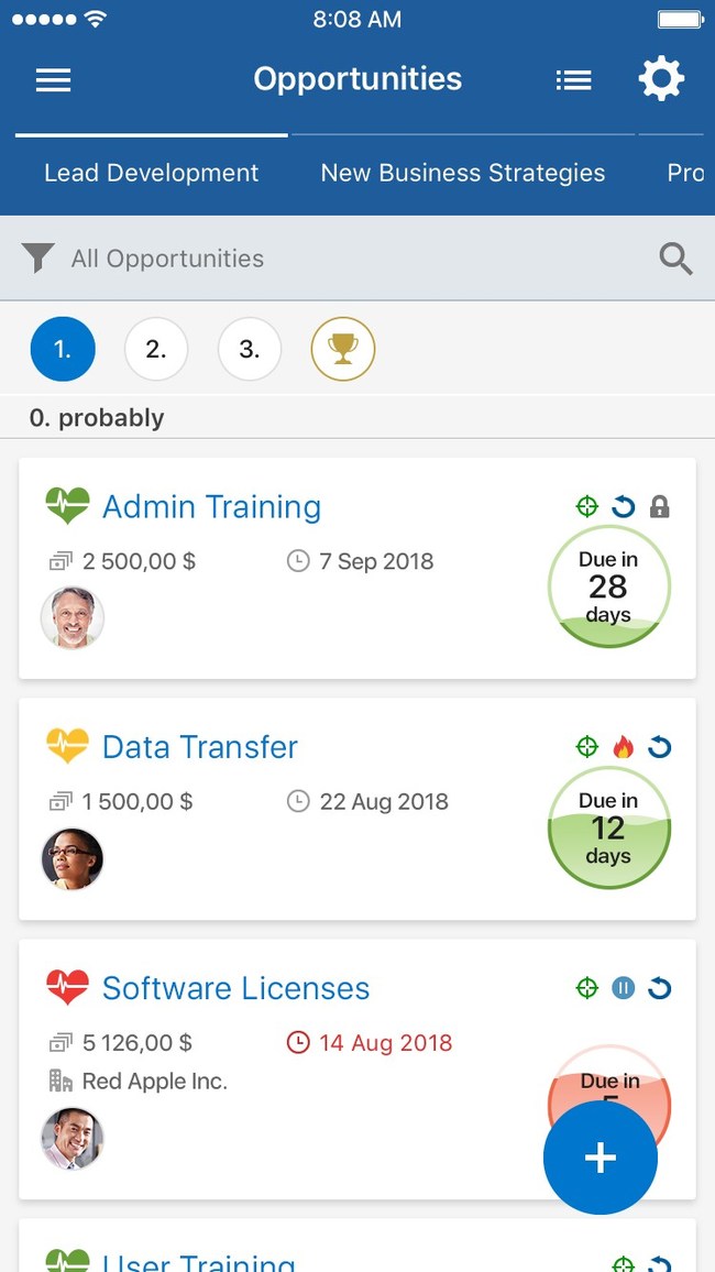 Pipeliner CRM Mobile: Opportunity Review Screen