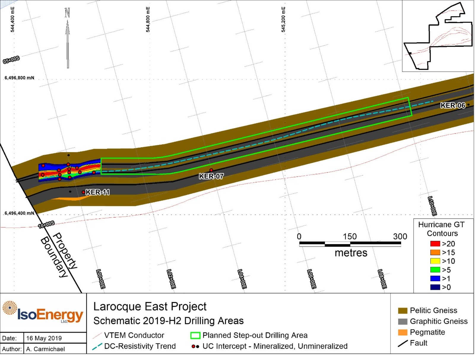 Figure 5 – Planned Drilling Area for the Summer 2019 Eastern Extension Drillholes